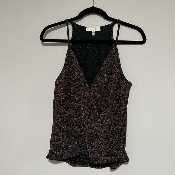 ERI+ALI Anthropologie Faux Wrap Metallic Stripe Tank Size XS Party Rave Retro - Picture 1 of 8